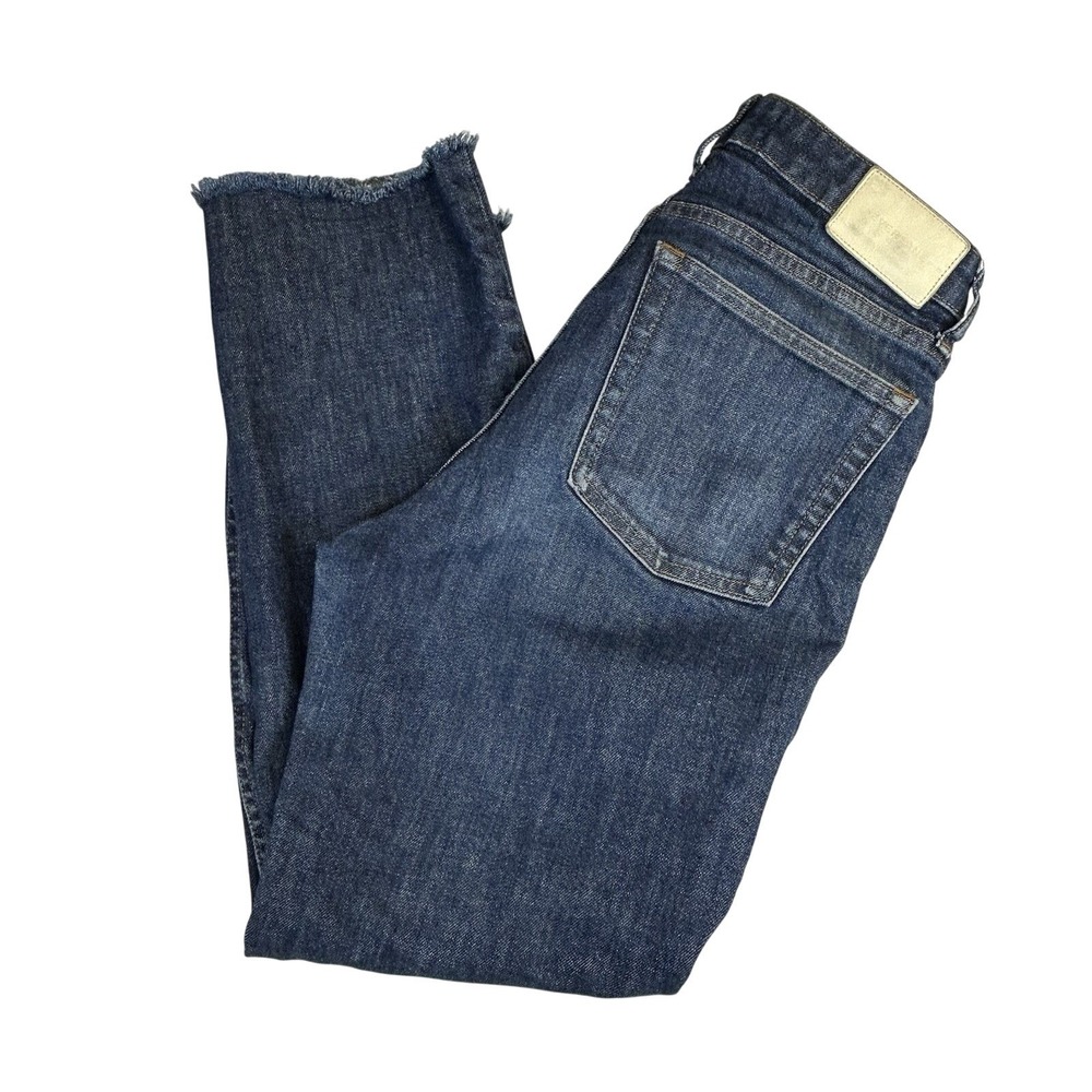 Everlane The High Rise Straight Leg Jean Cropped Denim Dark Wash Raw Hem Size 27